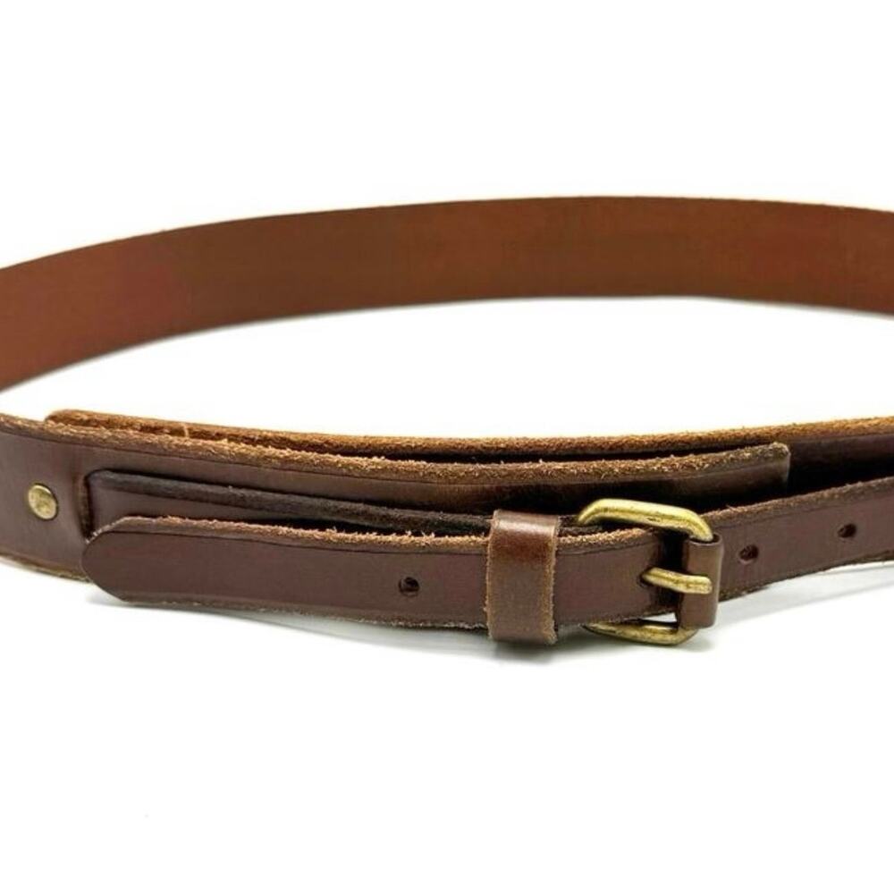 LOFT Western Ranger Belt Women’s M 34-38 Brown Leather Brass Buckle Boho Cowgirl